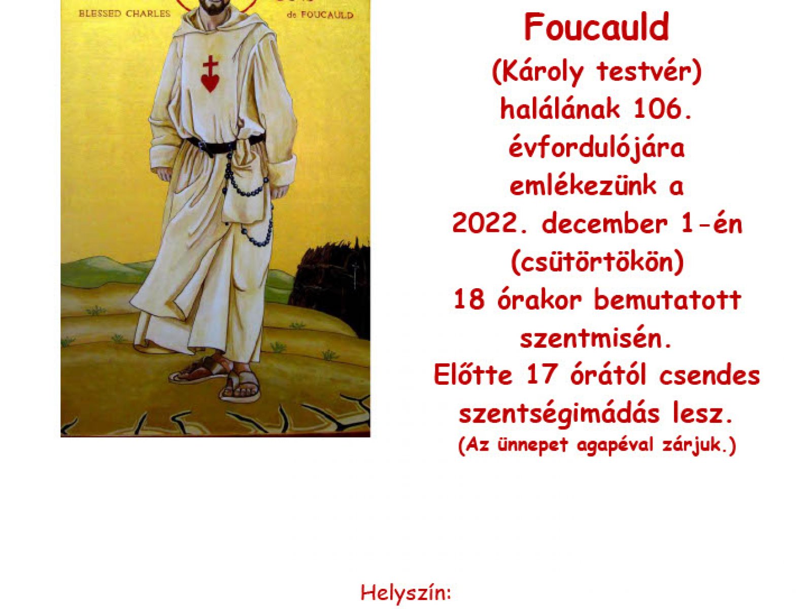 Szent Charles de Foucauld emlékezés